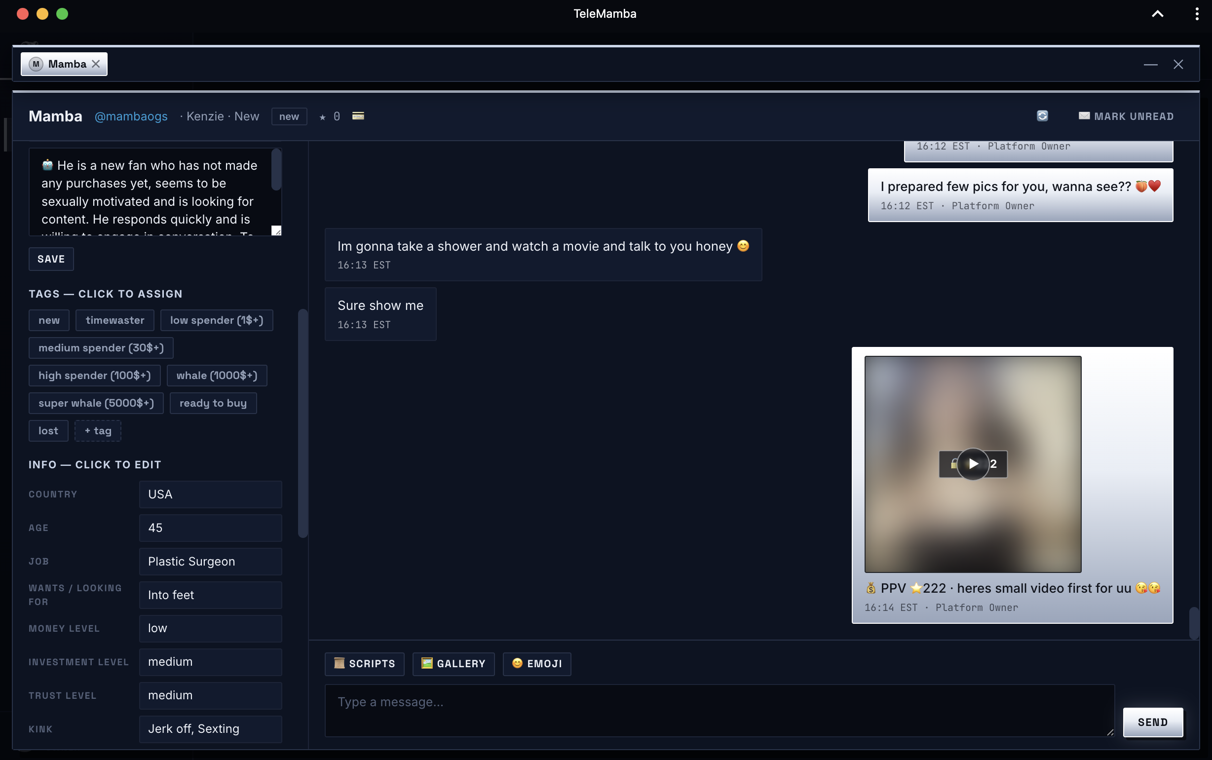 TeleMamba chat dock